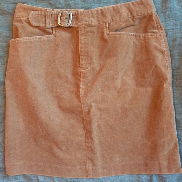 Vintage Tan/Brown Corduroy Skirt With Pockets and Buckle Strap - Picture 1 of 4